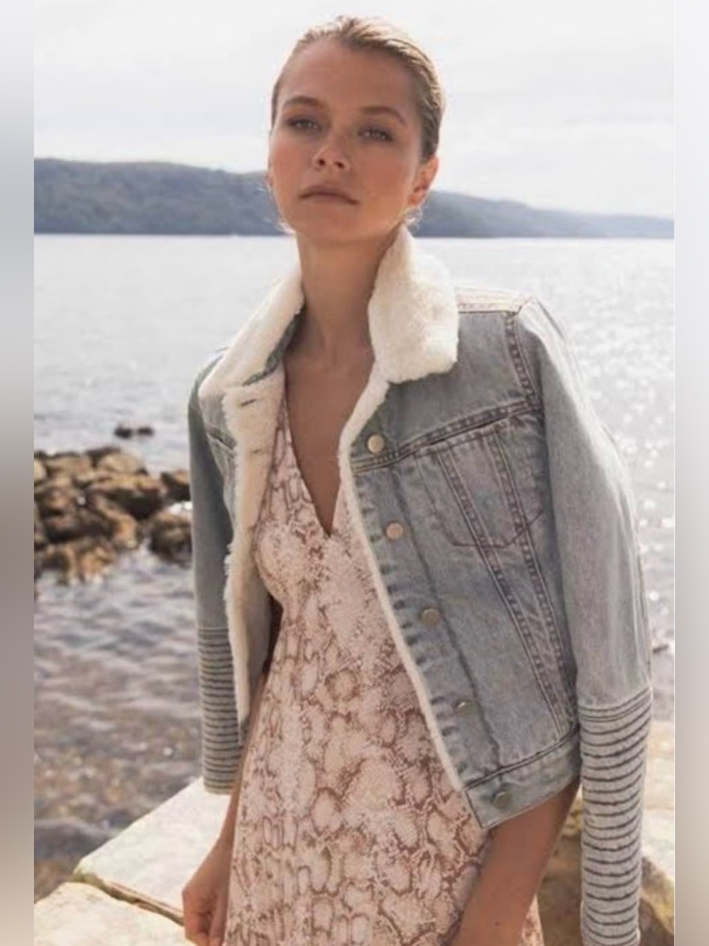 Kivari Denim Fur Lined Bomber